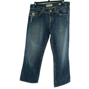 Mek Denim Jeans Men's Size 36X34 Capetown Distress Red Stitches Straight Pants